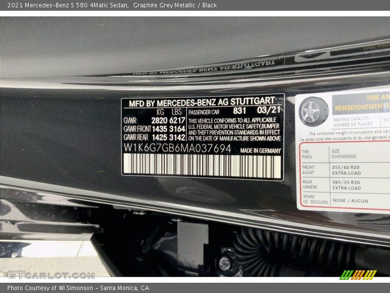 Graphite Grey Metallic / Black 2021 Mercedes-Benz S 580 4Matic Sedan