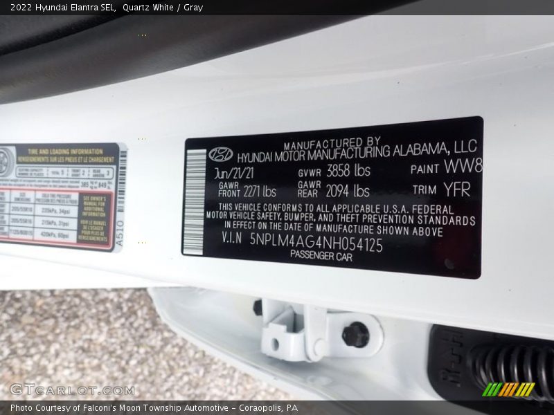 Quartz White / Gray 2022 Hyundai Elantra SEL