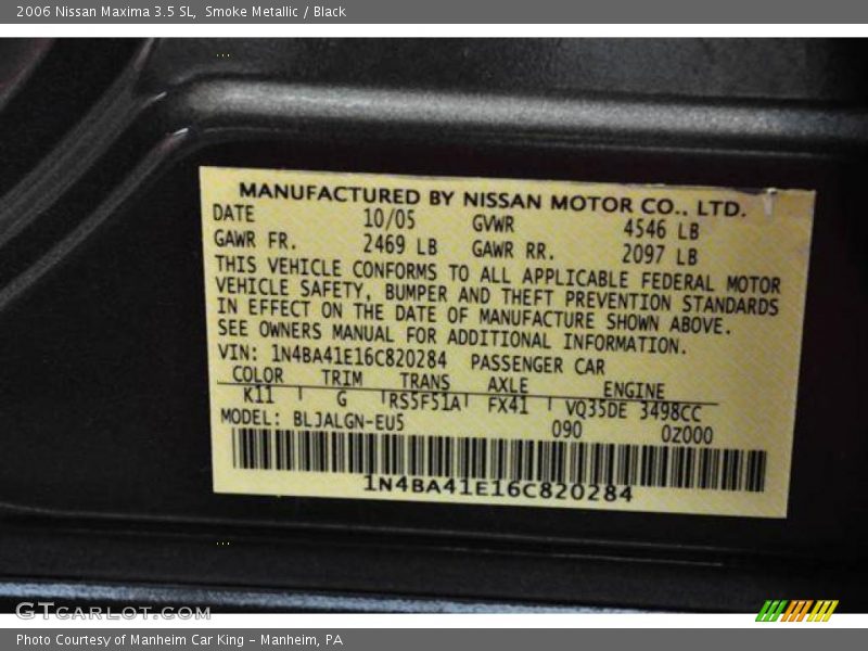 Smoke Metallic / Black 2006 Nissan Maxima 3.5 SL