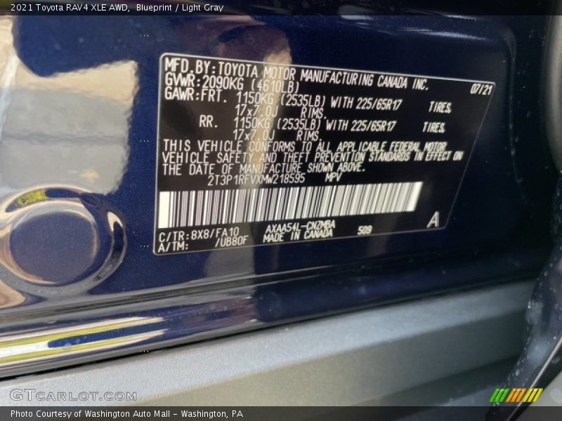Blueprint / Light Gray 2021 Toyota RAV4 XLE AWD