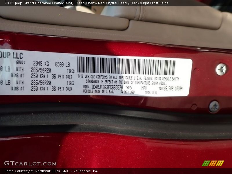 Deep Cherry Red Crystal Pearl / Black/Light Frost Beige 2015 Jeep Grand Cherokee Limited 4x4