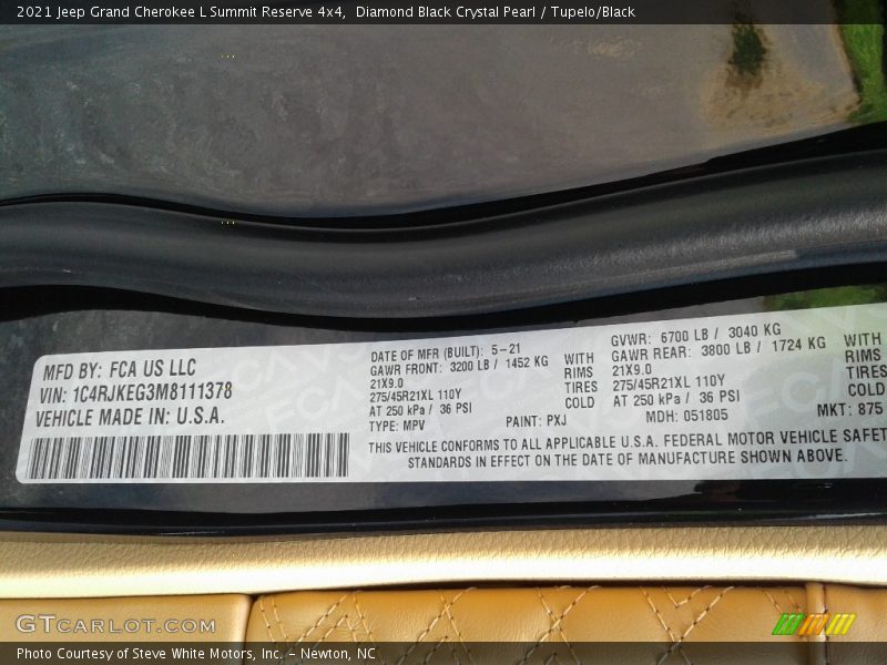 Diamond Black Crystal Pearl / Tupelo/Black 2021 Jeep Grand Cherokee L Summit Reserve 4x4