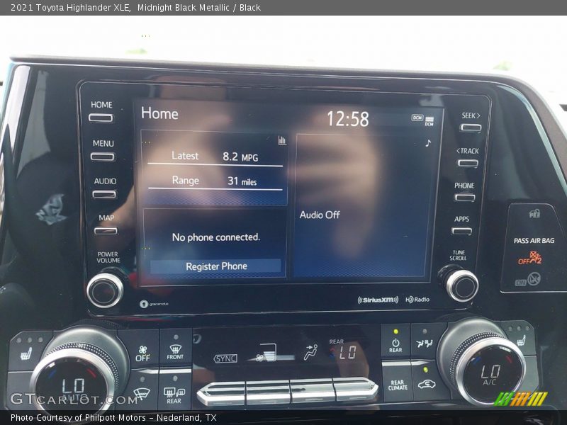 Midnight Black Metallic / Black 2021 Toyota Highlander XLE
