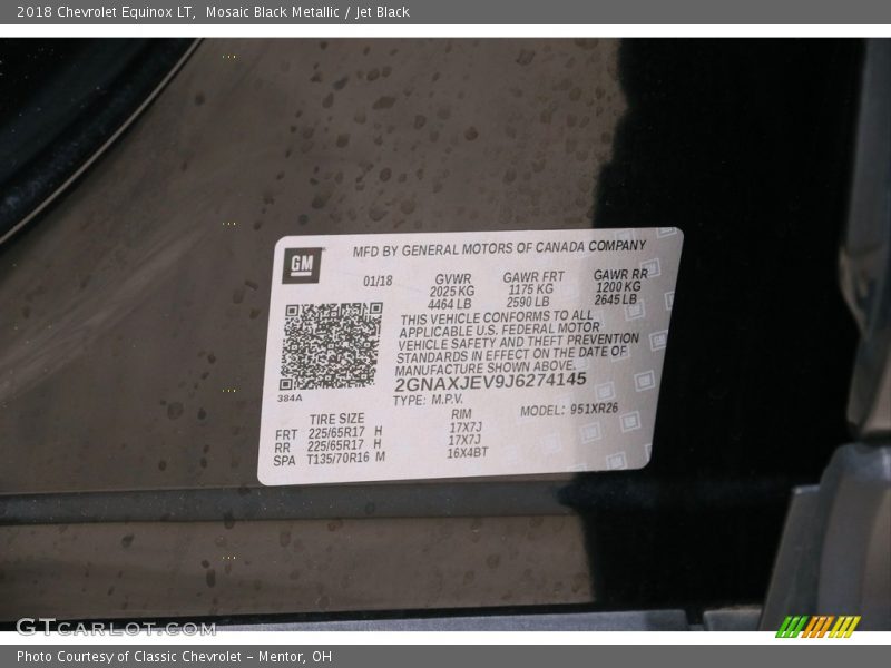 Mosaic Black Metallic / Jet Black 2018 Chevrolet Equinox LT