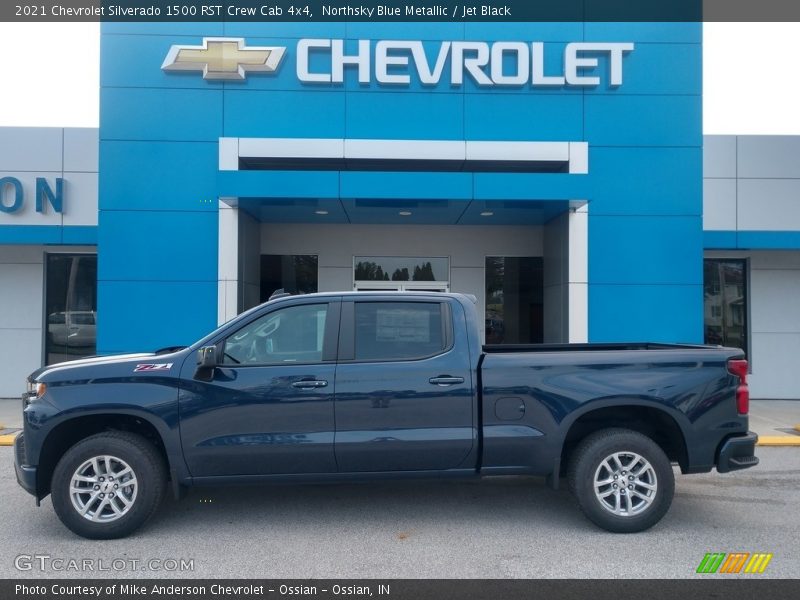 Northsky Blue Metallic / Jet Black 2021 Chevrolet Silverado 1500 RST Crew Cab 4x4