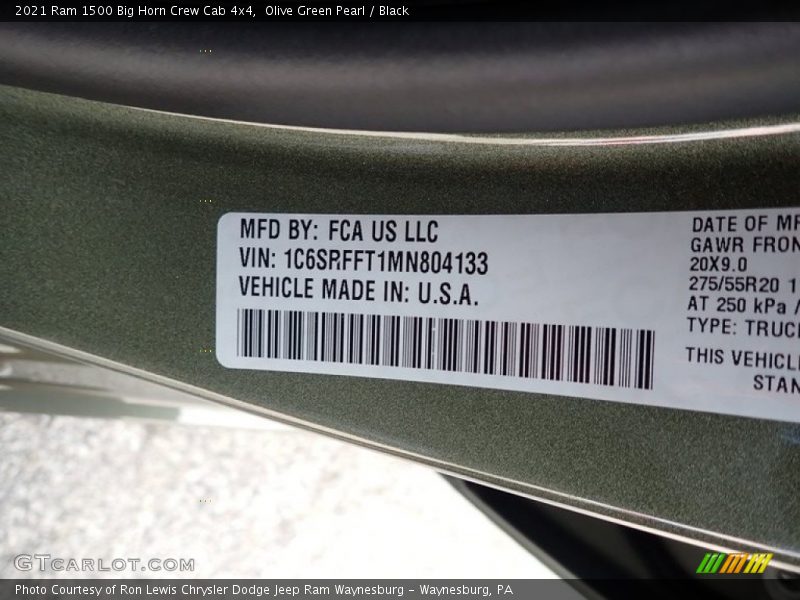 Olive Green Pearl / Black 2021 Ram 1500 Big Horn Crew Cab 4x4