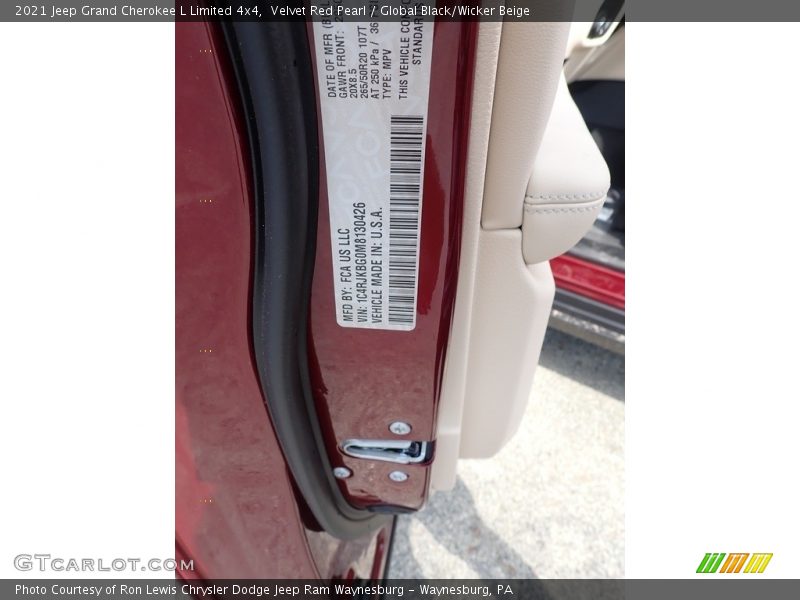 Velvet Red Pearl / Global Black/Wicker Beige 2021 Jeep Grand Cherokee L Limited 4x4