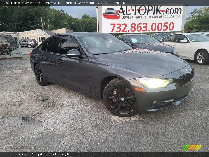 Mineral Grey Metallic / Coral Red/Black 2014 BMW 3 Series 335i xDrive Sedan