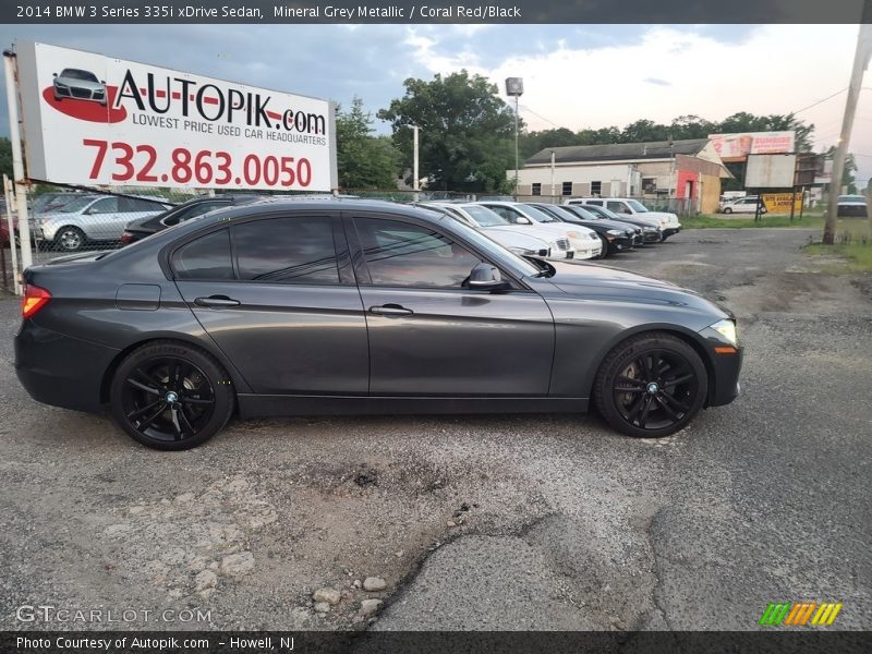 Mineral Grey Metallic / Coral Red/Black 2014 BMW 3 Series 335i xDrive Sedan