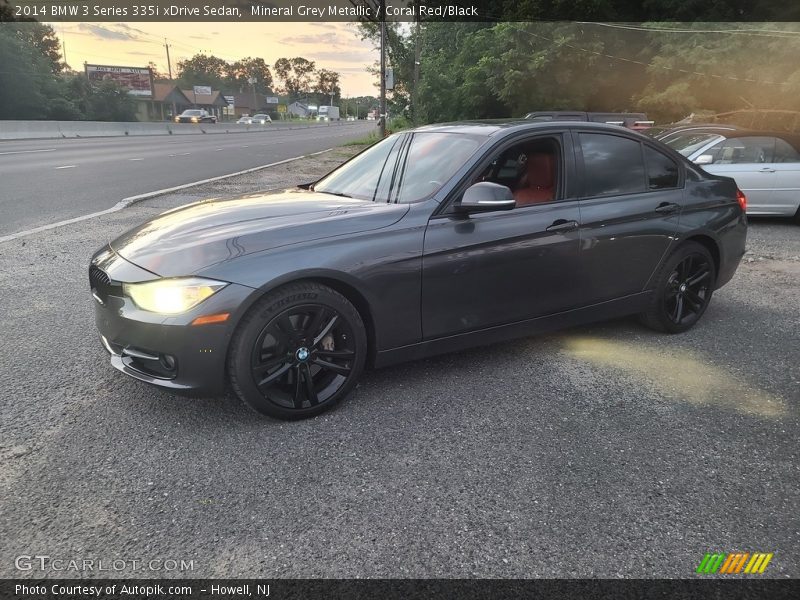 Mineral Grey Metallic / Coral Red/Black 2014 BMW 3 Series 335i xDrive Sedan