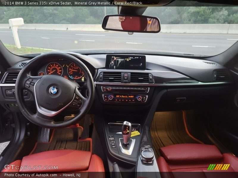 Mineral Grey Metallic / Coral Red/Black 2014 BMW 3 Series 335i xDrive Sedan