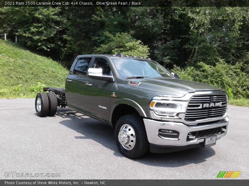 Olive Green Pearl / Black 2021 Ram 3500 Laramie Crew Cab 4x4 Chassis