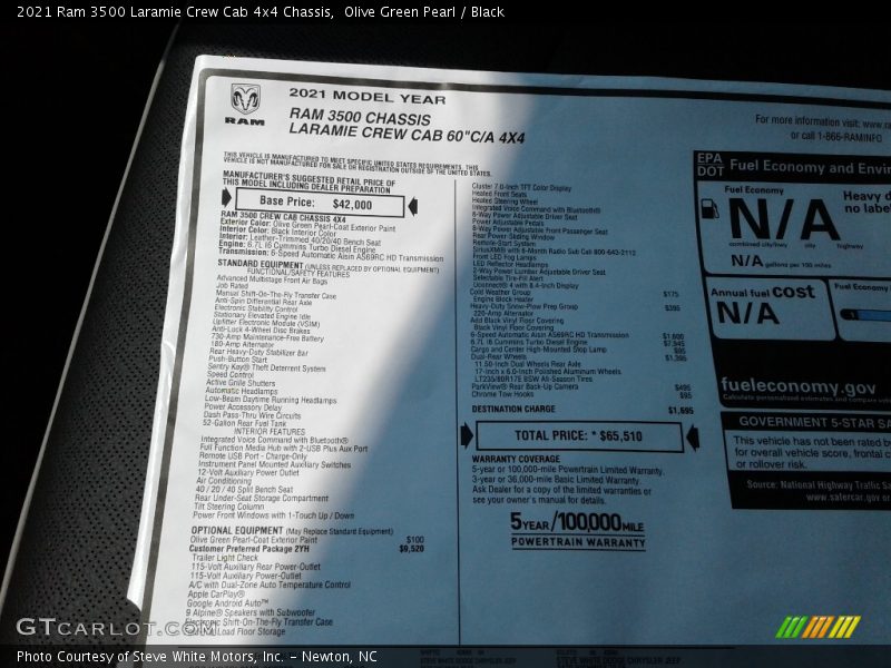 Olive Green Pearl / Black 2021 Ram 3500 Laramie Crew Cab 4x4 Chassis