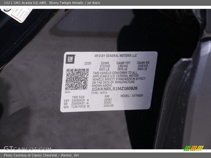 Ebony Twilight Metallic / Jet Black 2021 GMC Acadia SLE AWD
