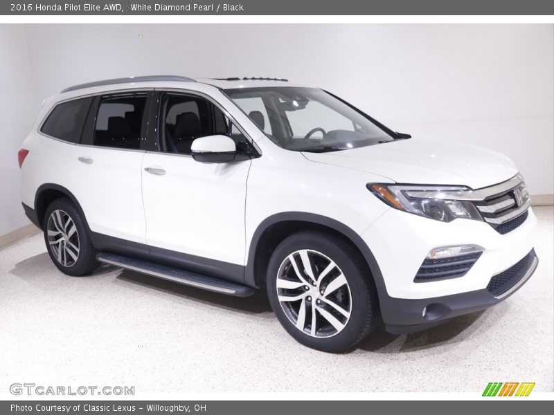 White Diamond Pearl / Black 2016 Honda Pilot Elite AWD