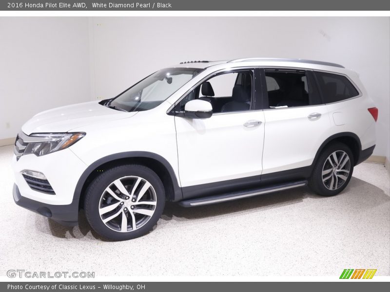 White Diamond Pearl / Black 2016 Honda Pilot Elite AWD