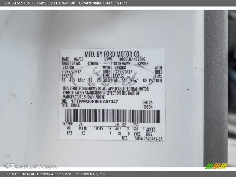 Oxford White / Medium Flint 2006 Ford F350 Super Duty XL Crew Cab
