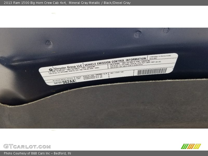 Mineral Gray Metallic / Black/Diesel Gray 2013 Ram 1500 Big Horn Crew Cab 4x4