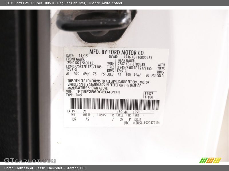 Oxford White / Steel 2016 Ford F250 Super Duty XL Regular Cab 4x4