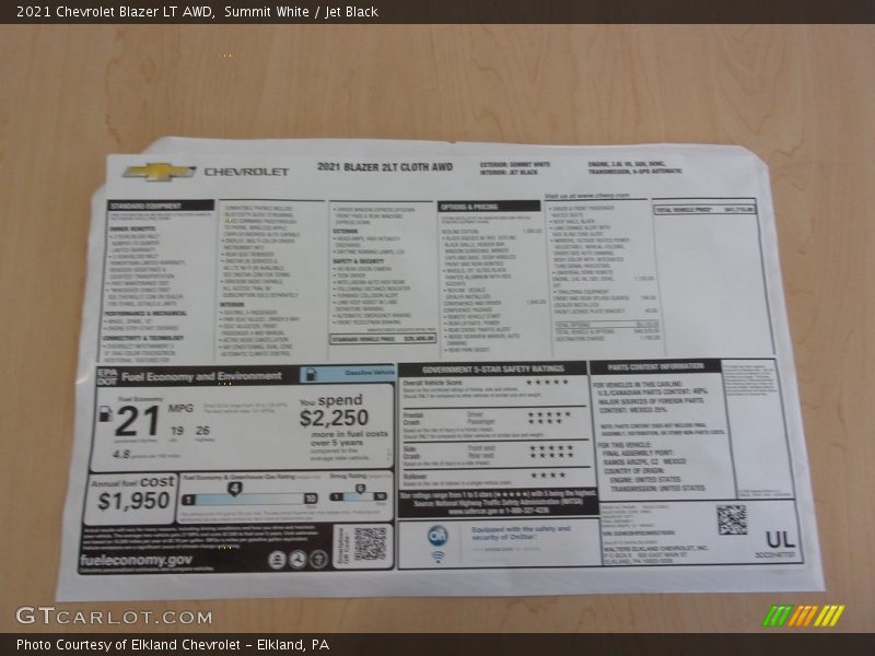 Summit White / Jet Black 2021 Chevrolet Blazer LT AWD