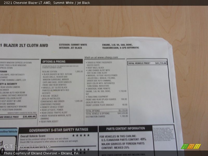 Summit White / Jet Black 2021 Chevrolet Blazer LT AWD