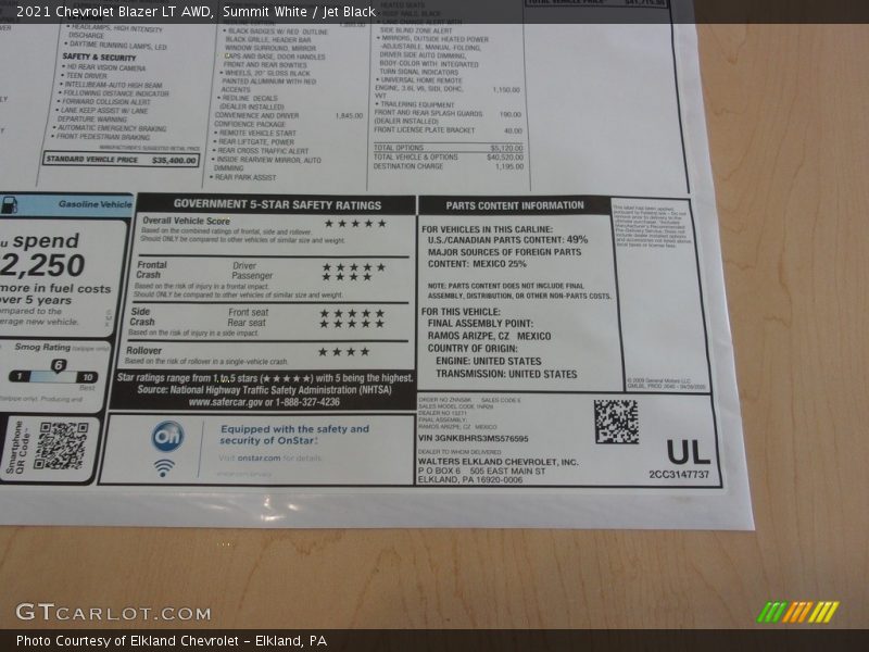 Summit White / Jet Black 2021 Chevrolet Blazer LT AWD