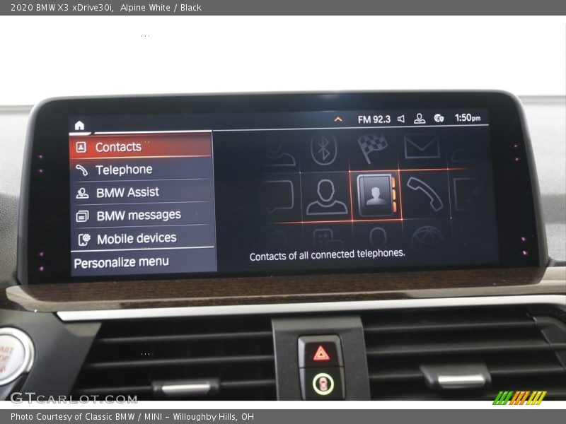 Alpine White / Black 2020 BMW X3 xDrive30i