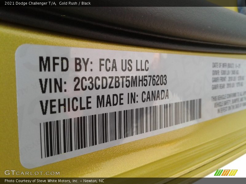 Gold Rush / Black 2021 Dodge Challenger T/A