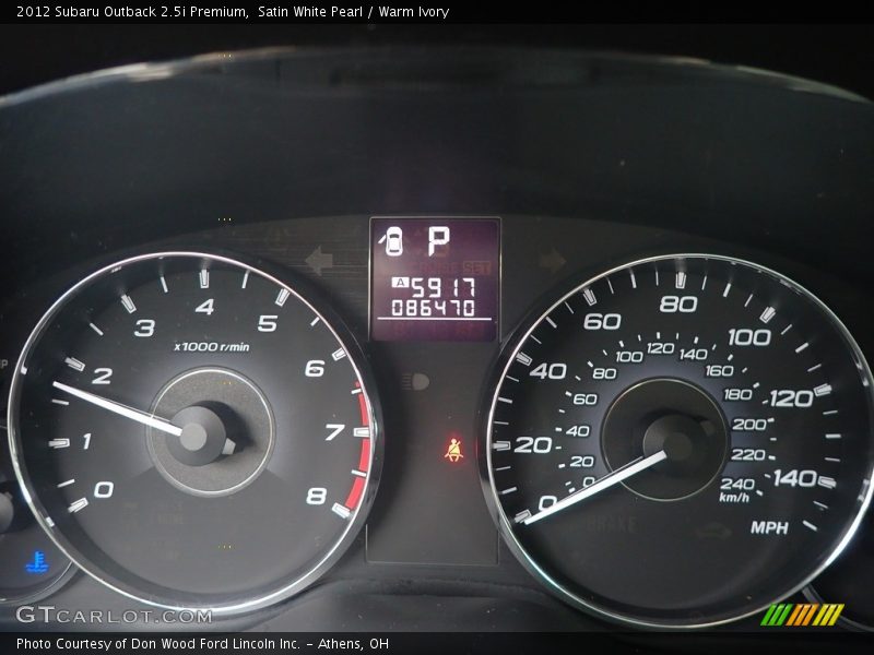 Satin White Pearl / Warm Ivory 2012 Subaru Outback 2.5i Premium