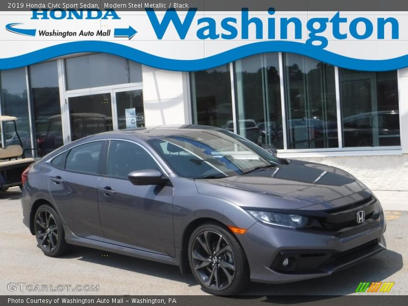 Modern Steel Metallic / Black 2019 Honda Civic Sport Sedan