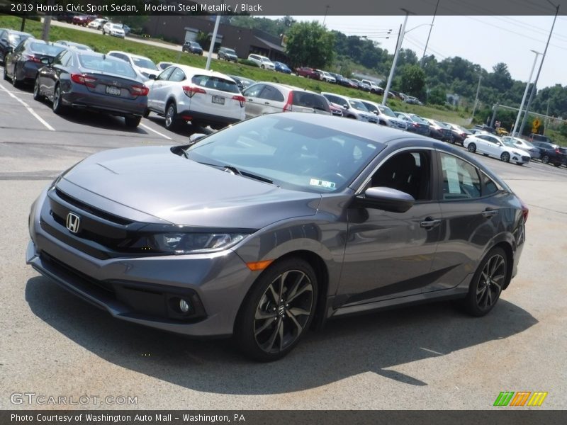 Modern Steel Metallic / Black 2019 Honda Civic Sport Sedan