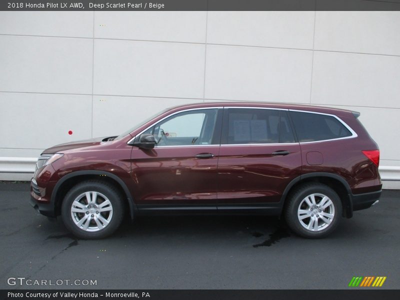 Deep Scarlet Pearl / Beige 2018 Honda Pilot LX AWD