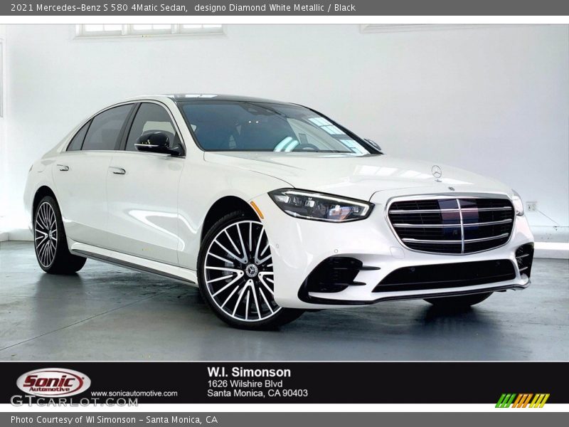 designo Diamond White Metallic / Black 2021 Mercedes-Benz S 580 4Matic Sedan