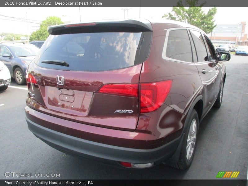 Deep Scarlet Pearl / Beige 2018 Honda Pilot LX AWD