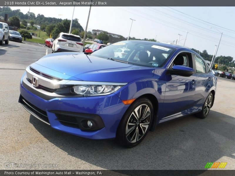 Aegean Blue Metallic / Black 2018 Honda Civic EX-L Sedan