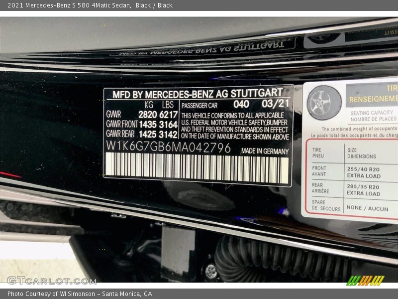 Black / Black 2021 Mercedes-Benz S 580 4Matic Sedan