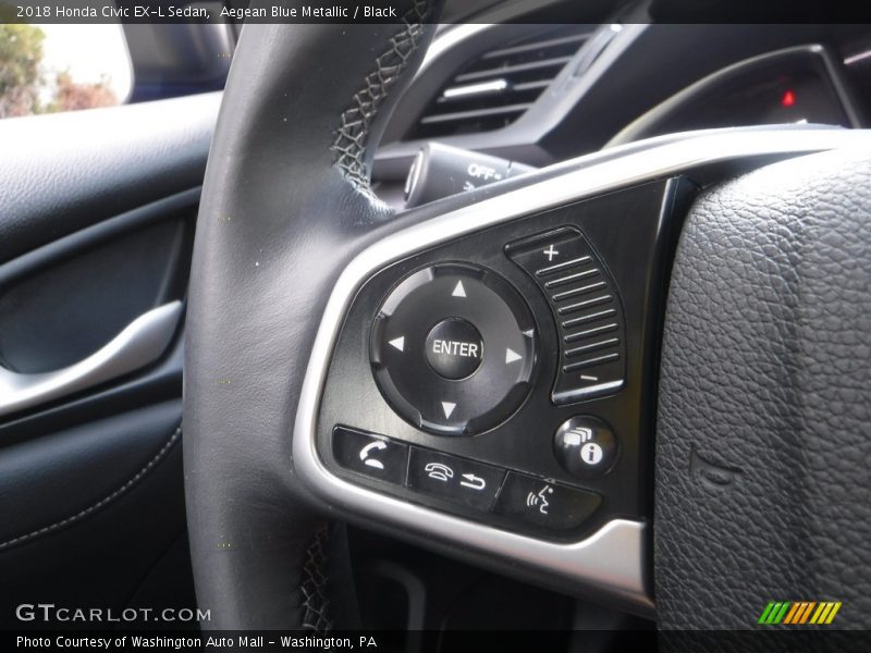 Aegean Blue Metallic / Black 2018 Honda Civic EX-L Sedan