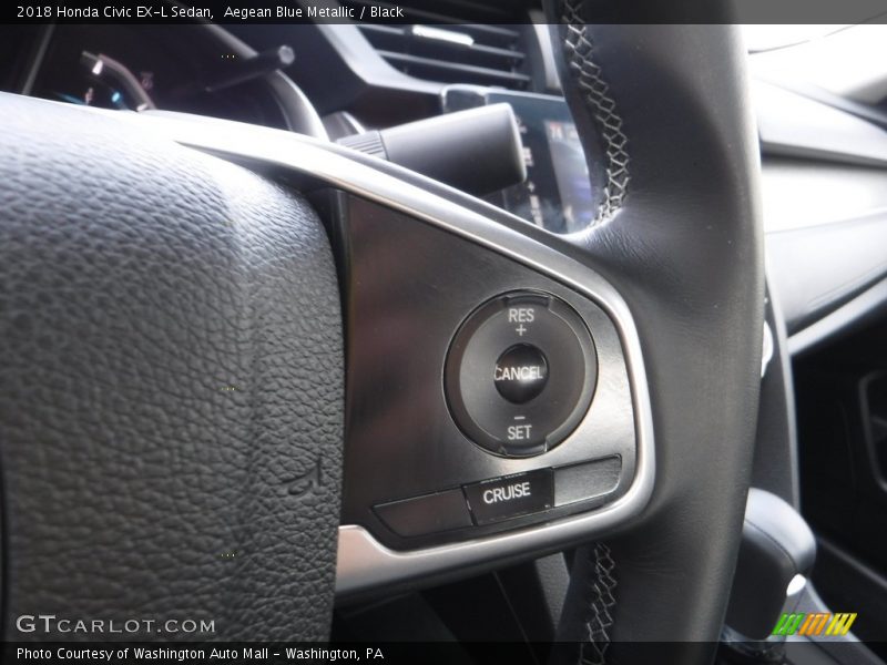 Aegean Blue Metallic / Black 2018 Honda Civic EX-L Sedan