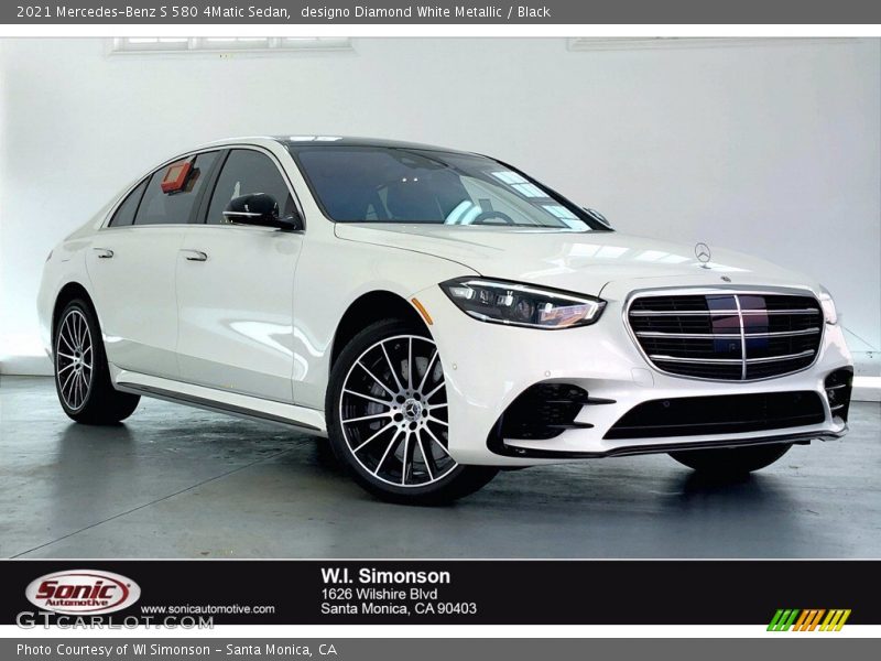 designo Diamond White Metallic / Black 2021 Mercedes-Benz S 580 4Matic Sedan