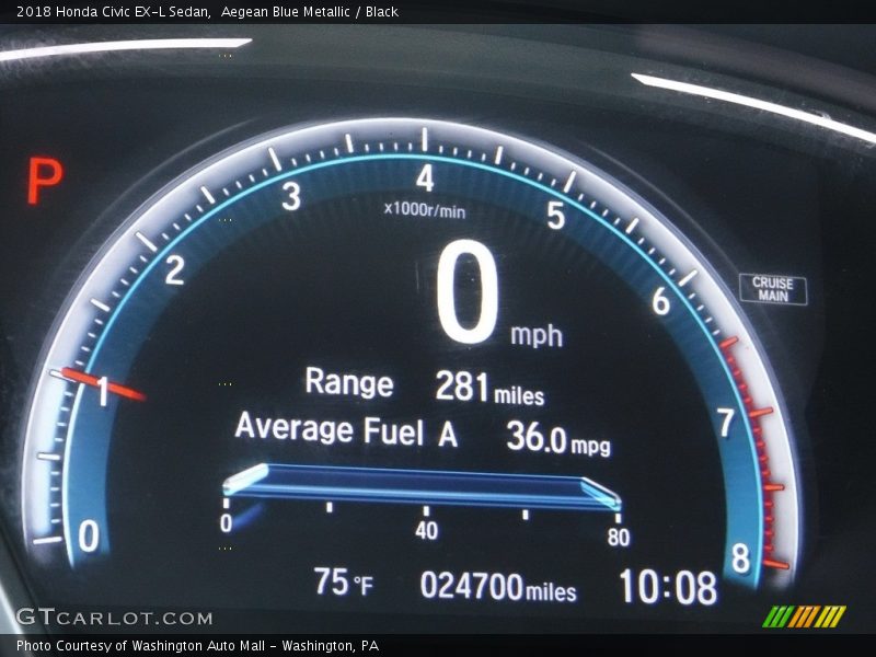 Aegean Blue Metallic / Black 2018 Honda Civic EX-L Sedan