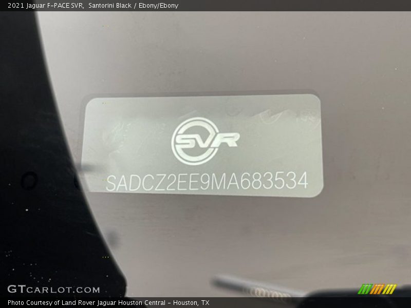 Santorini Black / Ebony/Ebony 2021 Jaguar F-PACE SVR