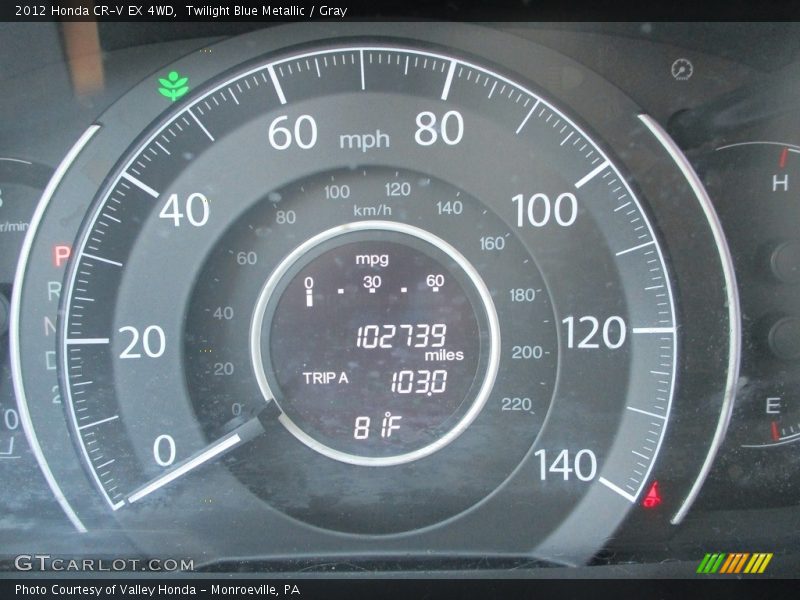 Twilight Blue Metallic / Gray 2012 Honda CR-V EX 4WD