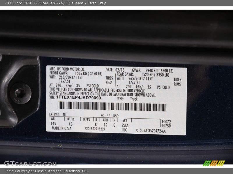 Blue Jeans / Earth Gray 2018 Ford F150 XL SuperCab 4x4