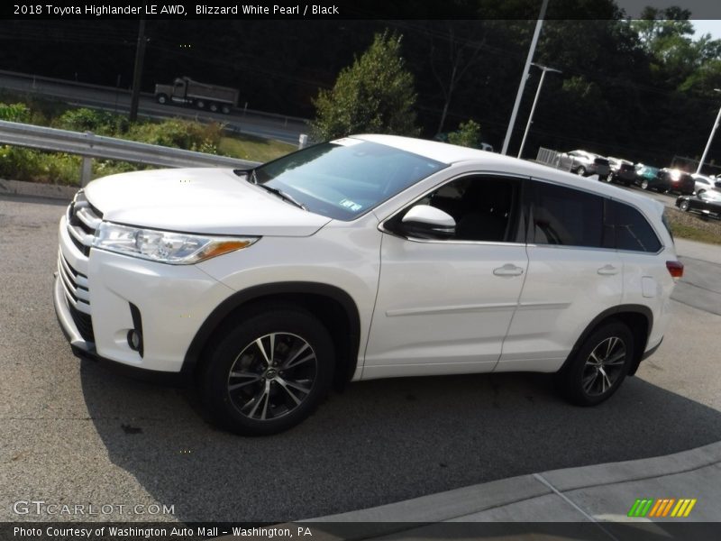 Blizzard White Pearl / Black 2018 Toyota Highlander LE AWD