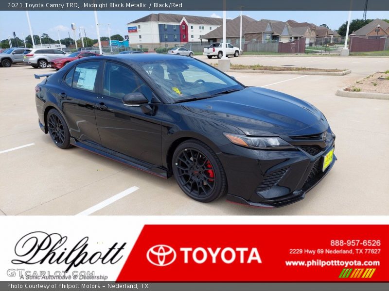 Midnight Black Metallic / Black/Red 2021 Toyota Camry TRD