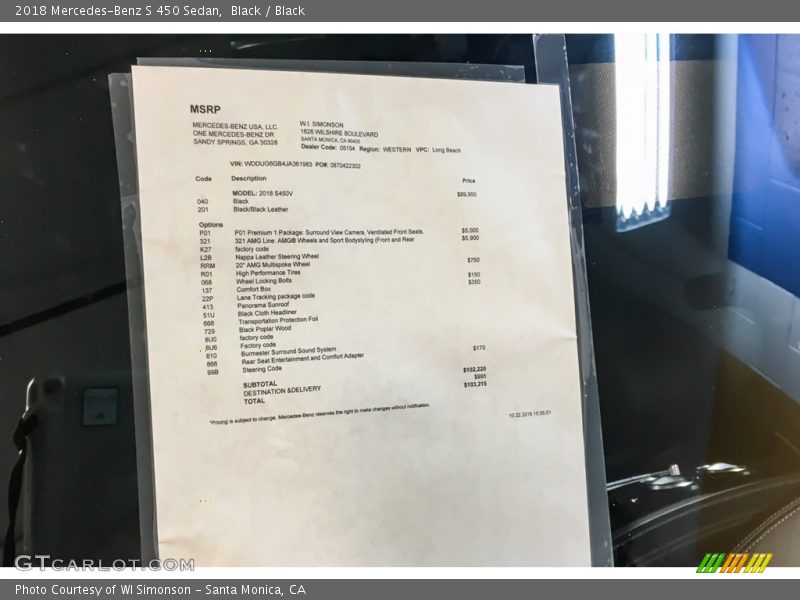 Black / Black 2018 Mercedes-Benz S 450 Sedan