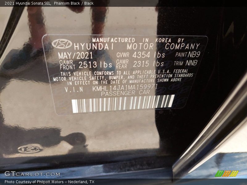Phantom Black / Black 2021 Hyundai Sonata SEL
