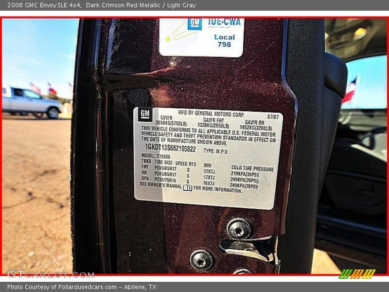 Dark Crimson Red Metallic / Light Gray 2008 GMC Envoy SLE 4x4