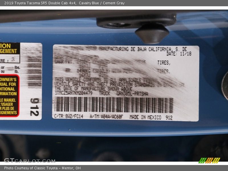 Cavalry Blue / Cement Gray 2019 Toyota Tacoma SR5 Double Cab 4x4