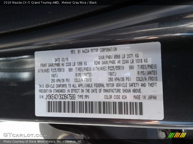 Meteor Gray Mica / Black 2016 Mazda CX-5 Grand Touring AWD